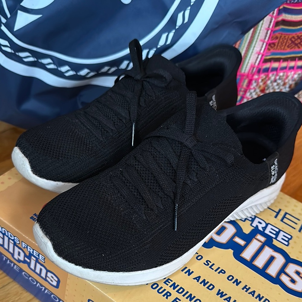 Skechers Slip In Black and White Sneakers